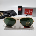 Ray-ban Rb3025 Aviator Classic Sunglasses Gold Frame Green Lenses 58mm