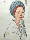 Rare Vintage 1960s Vogue Darted Cloche Hat Pattern Vogue 5789 Sz 23 All Pieces