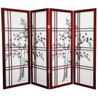 4 Ft  Short Bamboo Tree Shoji Screen - Rosewood - 4 Panels