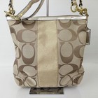 Coach 13278 Signature 2way Bag Gold Silver Fastener  Logo From Japan