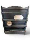 Vintage Plate Book Wall Shelf Country Maple Wood Display Primitive Farmhouse Lg