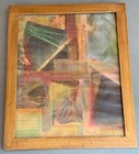 Vintage 90s Mixed Media Collage Decoupage Art Wall Hanging Vankleef Modern Art 2