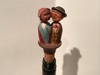 Vintage Carved Wood Mechanical Kissing Couple Cork   Wood Wine Bottle Stopper