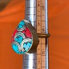 Rare Authentic Victorian Antique Bronze Ring With Multicolor Gemstone Ancient