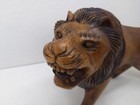 Roaring Lion Statue Figure Hand Carved Vintage Smooth Wood 8 5    X 13  Pre-owned