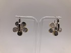 Vintage Plastic Flower Earrings Cream Rhinestones Retro Floral Estate Jewelry 