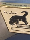 Vtg Ex Libris Cat On Books Bookplates Antioch Publishingohio 3x4 Usa Made Nos