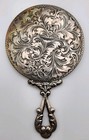 Antique Victorian Italy 800 Silver Purse Mirror And Comb Beautiful Engraved Set 