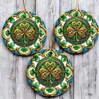 Irish Shamrock Christmas Ornament     Ceramic - Irish Celtic Holiday Tree Decor