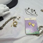 Vintage Silver Tone Sweater Guard Collar Clip Chain W Matching Floral Clip