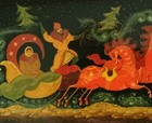 Vintage Palekh Russian Lacquer Box  troyka  Hand Painted Ussr Art