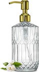 18oz Dazzling Clear Glass Soap Dispenser With Golden Pump For Bathroom  Refil   