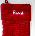Pottery Barn Channel Quilted Velvet Christmas Stocking  brock  Medium Red New