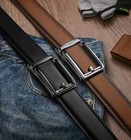 Men Ratchet Belt 2 Pack  Click Sliding Leather Belt Adjustable For Gift Men D