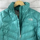 The North Face Flare Down Jacket Womens Small Teal Parka Puffer Coat 550 Goose
