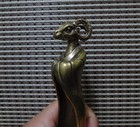 Vintage Style Solid Brass Copper Goat Head Statue Teaspoon Tool