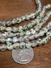Vintage Lampwork Loose Beads Silver Green Pink  1940s  Flower Beads 6 In Strand