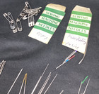 Vtg Pins And Cushion And Needles   Hand  Machine  Curved  - Ships Free
