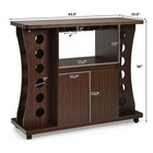 Rolling Buffet Sideboard Wooden Bar Storage Cabinet W  Wine Rack   Glass Holder