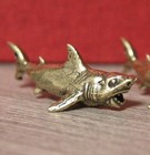 Brass Shark Keychain Pendant Statue Small Sculpture Tabletop Figurine Decor Gift