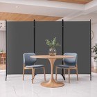 3-panel Folding Room Divider 6ft Rolling Fabric Privacy Screen Wall Divider Gray