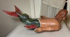 Antique Mexico Folk Art Wood Swimming Mermaid Carved   Painted Wall Decor 23 25   