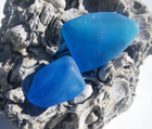 Sea Glass  Two Beautiful Large Thick Turquoise Blue