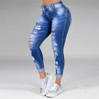 High-waisted  Solid-color Ripped Denim Pants For Women
