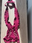 Burgundy Halter One Piece Bodysuit Dancewear With Rhinestones