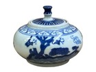 Tiny Small Blue White Oriental Graphic Porcelain Jar Ws5056