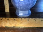 Vintage Chinese Porcelain Blue Glazed Hexagonal Vase 