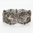 900 Silver Vintage Filigree Egyptian Tribal Storyteller Panel Link Bracelet 7 