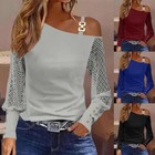 Women Cold Shoulder Lace Long Sleeve Tops Ladies Casual Loose T Shirt Blouse Us