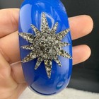 Vintage Bangle Blue Resin Celestial Sunburst Rhinestone Chunky 9