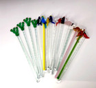 Set Of 16 Assorted Blown Glass Swizzle Sticks Cocktail Stirrers Barware Mint