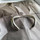 Retro Elegant 925 Sterling Silver Cuff Bangle Vintage Arc Irregular Bracelet