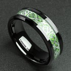Ebay Wedding Rings For Men Or Women  8mm Black Tungsten Band Silver Green Celtic