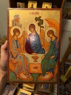 Holy Trinity Orthodox Icon Gold Leaf Flat Wood  handmade  18x25cm