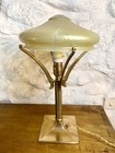 Antique Loetz Phaenomen Art Glass Lamp Shade 24 5cm Art Nouveau Yellow White