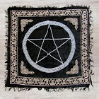 Pentagram Altar Cloth 36  New Celtic Wicca Pagan Gold And Black Square Rayon