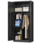 71    Tall Metal Wardrobe Storage Cabinet Clothes Organizer Metal Closet 2 Doors