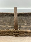 Vtg Signed Woven Wood Splint Gathering Basket Bentwood Handle Garden Farmhouse 