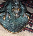Vintage Solid Brass Frog  virginia Metal Crafters  Napkin papers Holder Stamped 