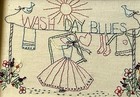 Vintage Handmade Embroidered Wash Day Blues Framed Needlework Primitive Folk Art