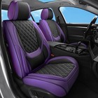 Car Seat Covers Full Set Purple Black  Luxury Faux Leather Purple-full Set