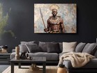 African Zulu Warrior Canvas Print  Painting Style Wall Art  High Quality Decor