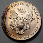 1990 American Silver Eagle  1 Dollar Nat toning 1 Oz 999 Fine Silver Unc Bu Coin