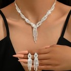 4pcs Luxury Shining Rhinestone Earrings Necklace Jewelry Set Gift Women Gift New