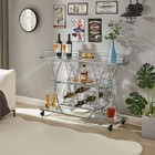 4 Bottle Sliver 3 Glass Shelves Serving Trolley Bar Cart With Durable Metal Fram