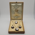 Vntg Italian Camexco Hand Carved 925 Silver Cameo Necklace Earring Set Orig  Box